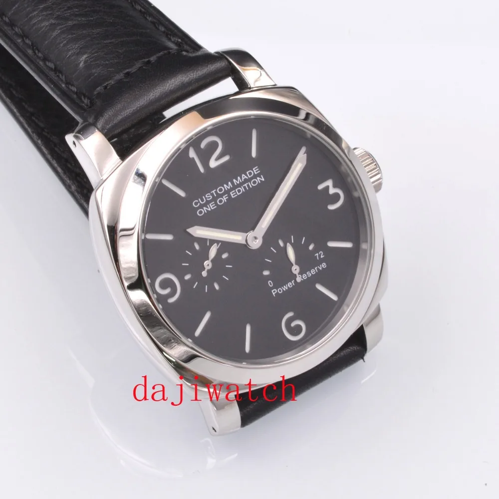 44 мм parnis черные мужские часы светящиеся Сэндвич Циферблат ST2530 автоматические механические мужские часы