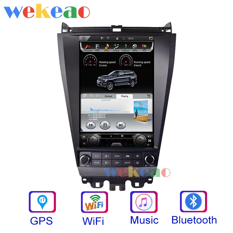 Wekeao вертикальный экран Tesla style 12,1 ''Android 8,1 автомобильный Радио gps навигатор для Honda Accord автомобильный dvd-плеер 2004-2007 wifi 4G