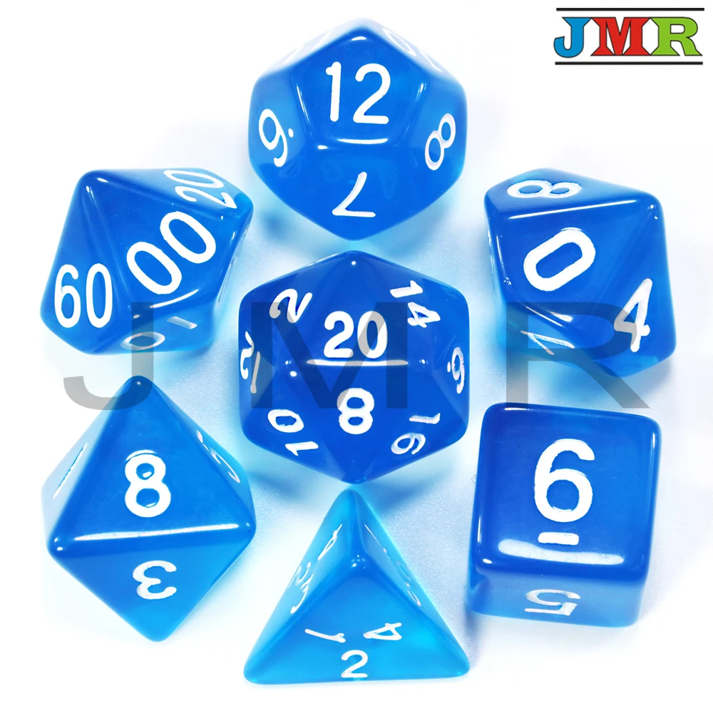 Красочный трансвент 7pc-набор плашек с конфетным эффектом покер в подарок D& d D4, d6, d8, d10, d12, d20 переносные игральные кубики, для настольной игры Rpg Dnd - Цвет: Синий
