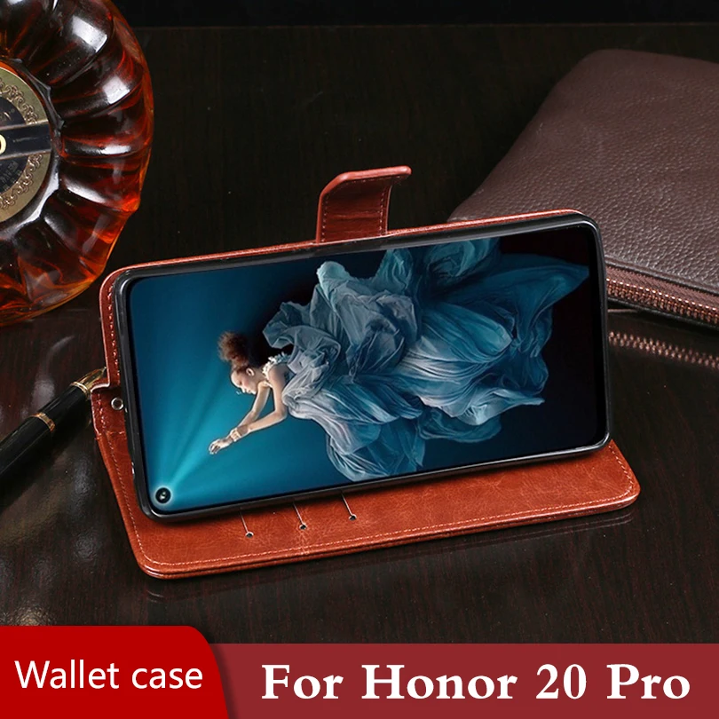 Кожаный чехол для huawei honor 20 pro, чехол-книжка, магнитный противоударный чехол-бампер для honor 20 pro, задний корпус, силиконовый чехол
