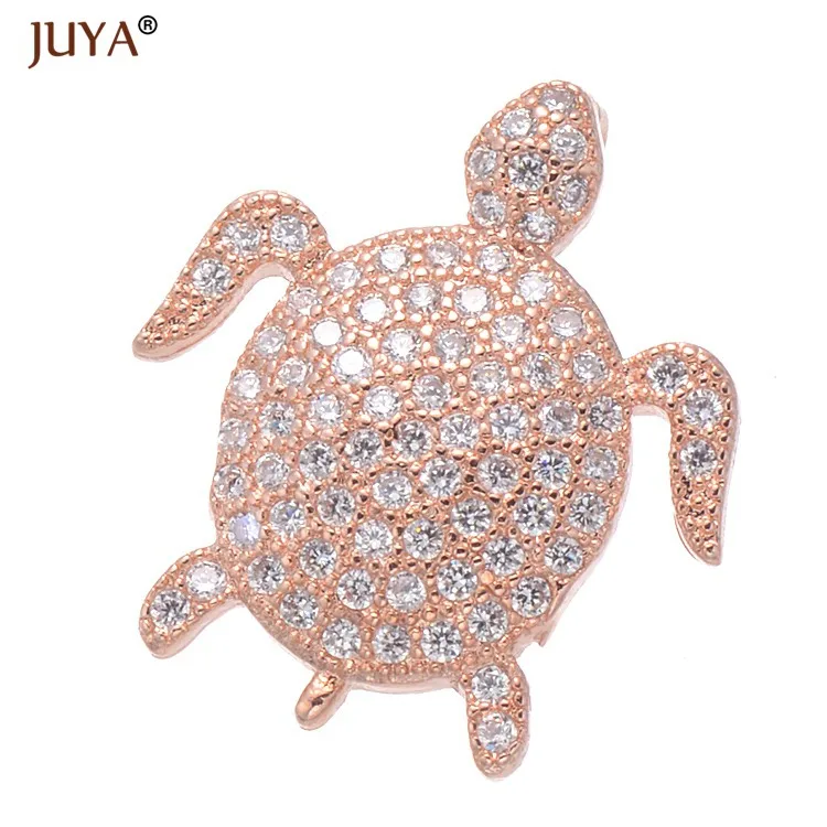 rose gold Juya Горячая Мода Подвески для изготовления ювелирных изделий милая Черепаха/медведь/Слон/лиса Животные Подвески модные подвески в виде сердечка с цветком - Окраска металла: rose gold