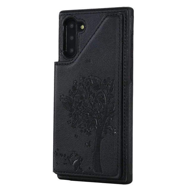 Кошелёк на магните Etui для samsung Galaxy Note 10 Plus чехол Note10+ samsung Note 10 кожаный чехол для Coque samsung Note10 Plus чехол - Цвет: Черный