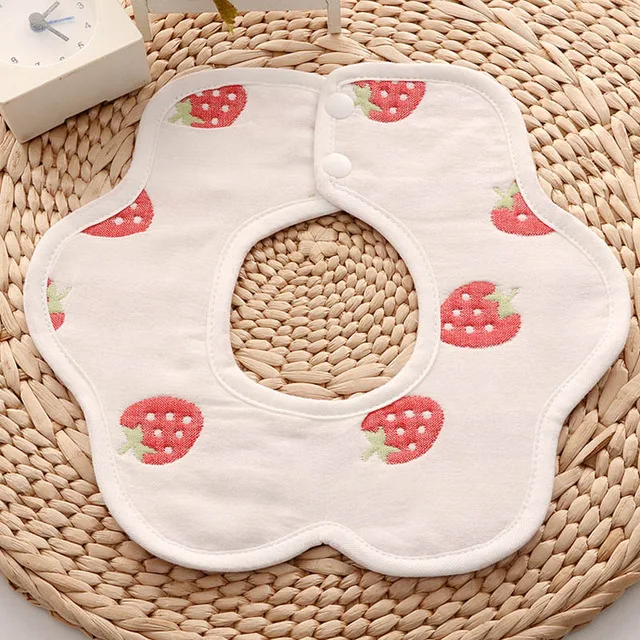 Strawberry Детские нагрудники для новорожденных, 6 слоев, 360 градусов, вращающийся лепестковый хлопковый водонепроницаемый шарф для малышей, слюнявчик, полотенце для кормления NTY0066 - Цвет: Strawberry