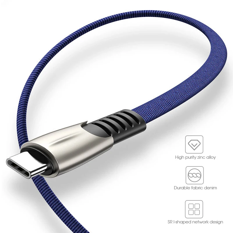 1 м usb type C кабель для Xiaomi Redmi type-C кабель для samsung 3A Универсальный провод для быстрого заряда USB-C мобильный провод для зарядного устройства