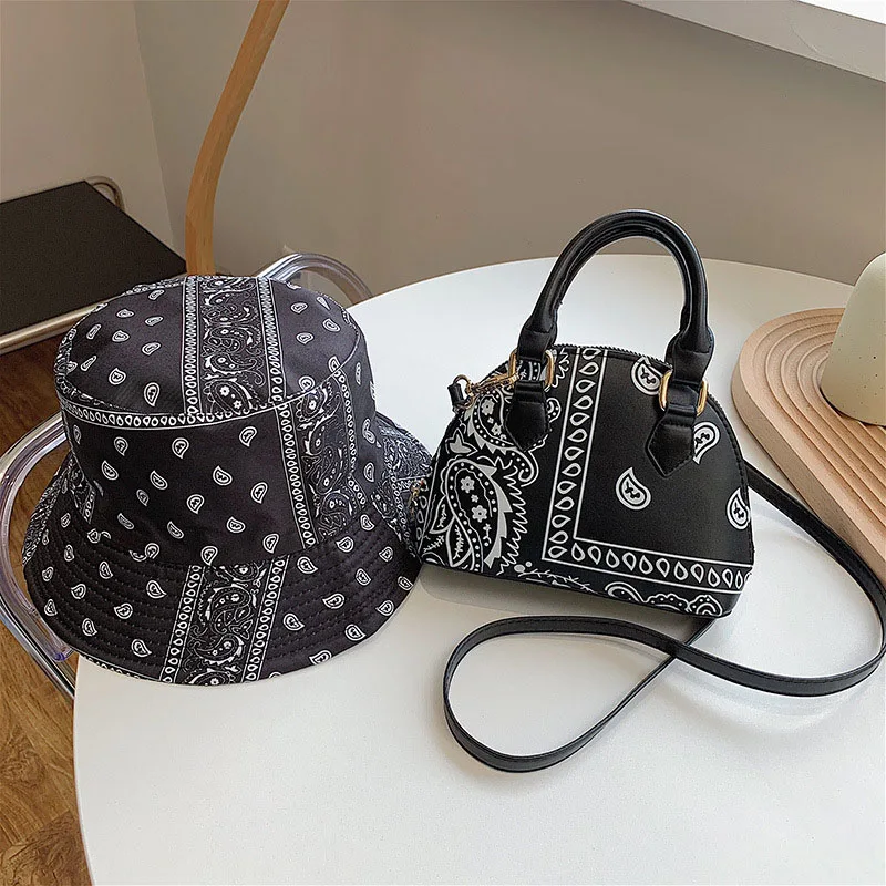 Fashion PU Leather Small Crossbody Shoulder Bag For Women Luxury Handbags Ladies Cashew Flower Fisherman's Hats and Handkerchief crossbody bag women handbags pu crossbody bag