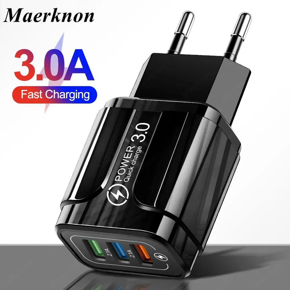 3 Ports USB Wall Quick Charger For iphone 11 12 Xiaomi Samsumg Fast Charge Universal Phone Wireless charger | Мобильные телефоны и
