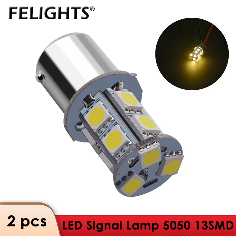 

2Pcs P21W BA15S 1156 Car LED Bulb PY21W BAY15D 1157 LED Turn Signal Light 12V 5050 13SMD Auto Back Parking Lamp Red Amber White