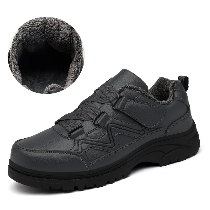 

New Fashion Men Winter Shoes Solid Color Snow Boots Plush Inside Bottom Keep Warm Waterproof Ski Boots Size 2019 New