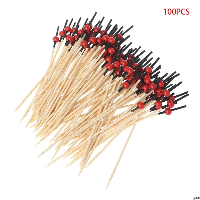 100 шт Бусины бамбуковые коктейльные палочки для еды одноразовые зубочистки вечерние Клубные