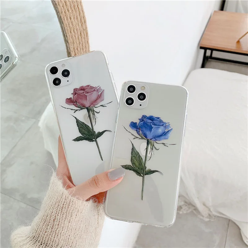 

Flower Transparent Phone Case For iPhone 11 11Pro Max Soft Silicone Case For iPhone 8 7 Plus X XR XS Max Cover Coque Funda