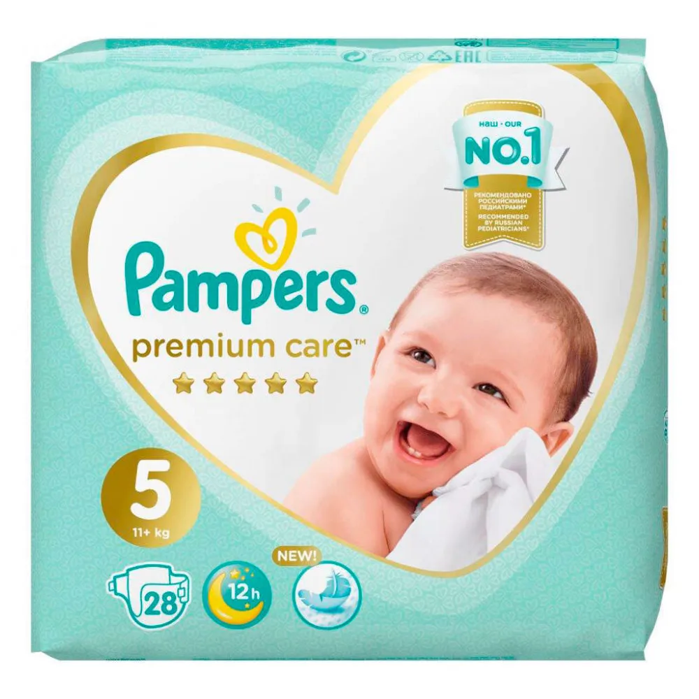 Подгузники Pampers, Premium Care, размер 5, 11-16кг, 28 шт