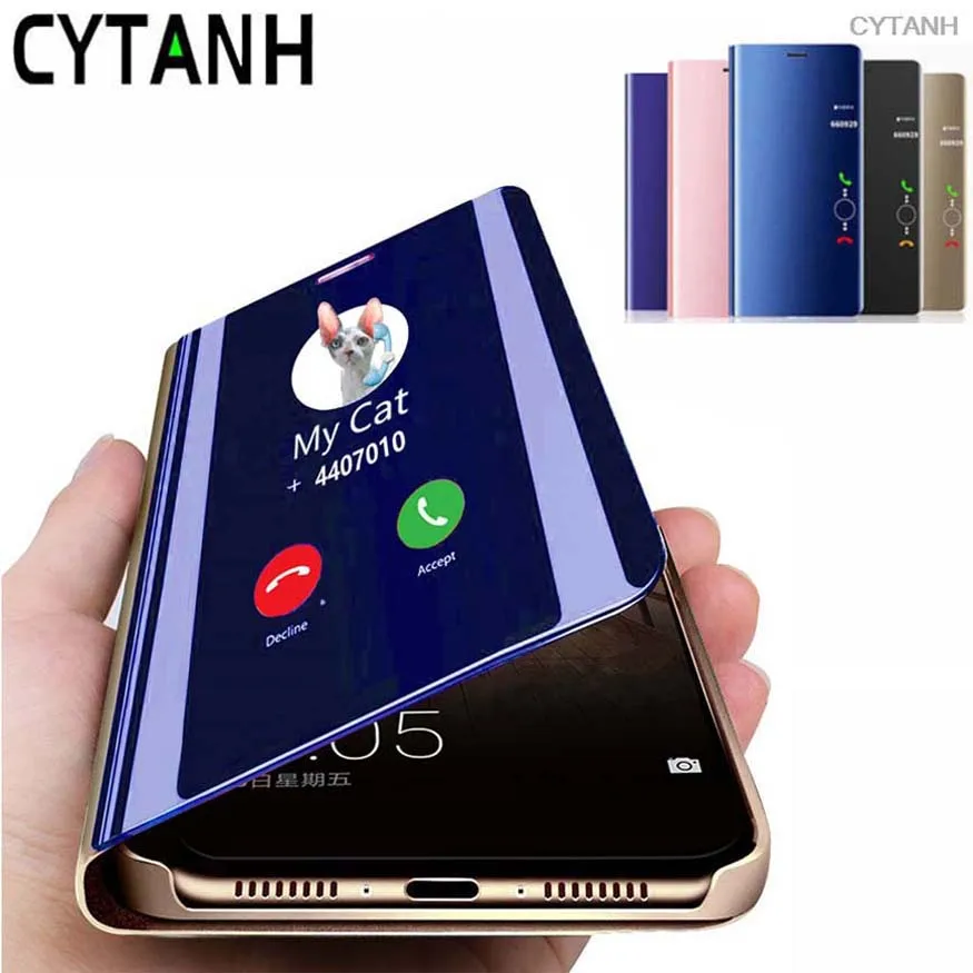 For Samsung A8 2018 Case Galaxy S8 S9 Plus S6 S7 Edge Note 8 9 A3 A5 A7 J3 J5 J7 2017 Luxury Mirror Clear View Cover | Мобильные