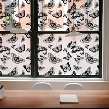 Стикер на окно, пленка на стекло, для ванной, спальни, статическая защита, декоративная бабочка, без клея, ПВХ, для дома