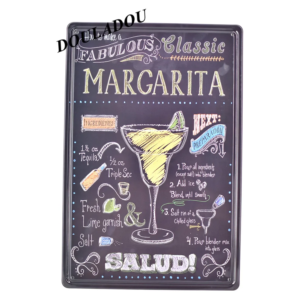 [Douladou] Mojito Martini Margarita винтажная металлическая жестяная вывеска Паб Бар потертый шик домашний Декор Ретро пивная табличка плакат 30*20 см - Цвет: 17