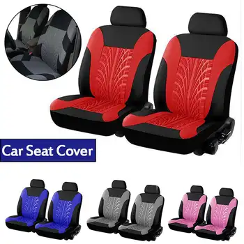 

4pcs Car Seat Covers Set Polyester Fabric Universal Fit Most Cars Covers with Tire Track Detail Styling Car Seat Protector