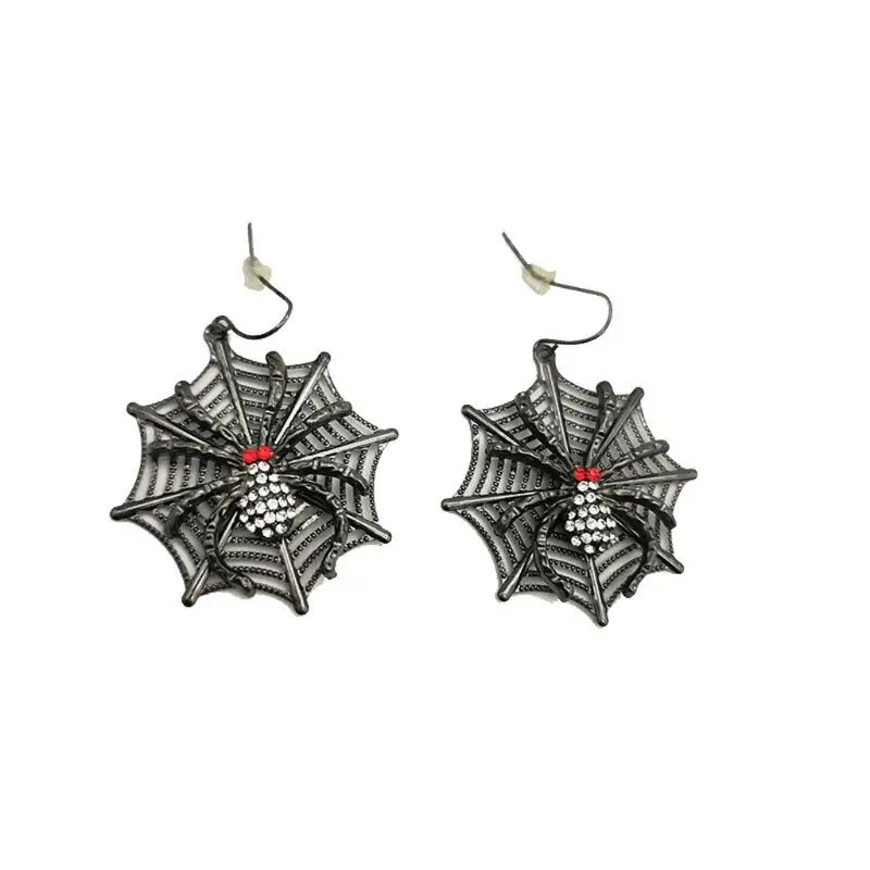 

Punk Black Spider Web Drop Earrings Halloween Party Accessories Jewelry Women