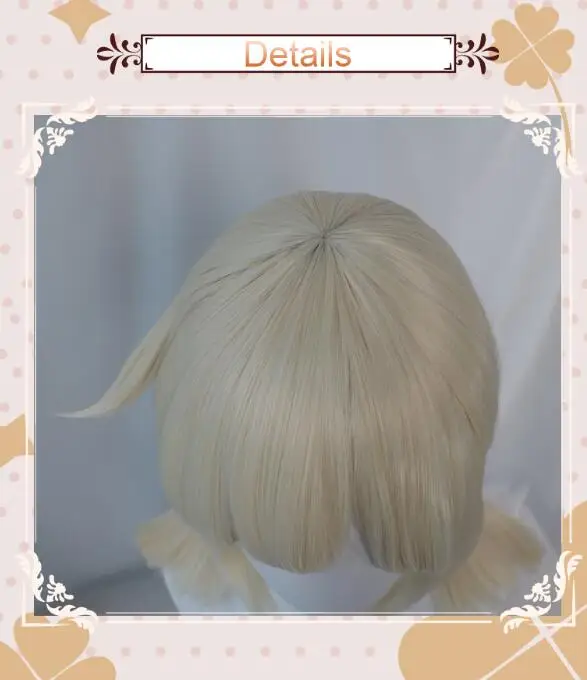 UWOWO Game Genshin Impact Klee Fleeing Sunlight Cosplay Wig Spark Knight Red Burny Girl 40cm Cream gold Twin tail Hair