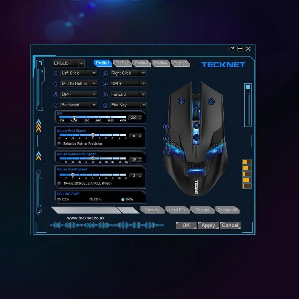 Billige TeckNet Programmierbare Gaming Drahtlose Maus 2,4 GHz RAPTOR Led hintergrundbeleuchtung 4800DPI 8 Tasten USB Nano Empfänger Prime Cordless Mäuse