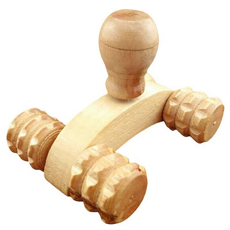 Body Massage Tool Solid Wood Full-body 4 Wheels Wooden Car Roller Relaxing Hand Massage Tool Reflexology Face Hand Foot Back