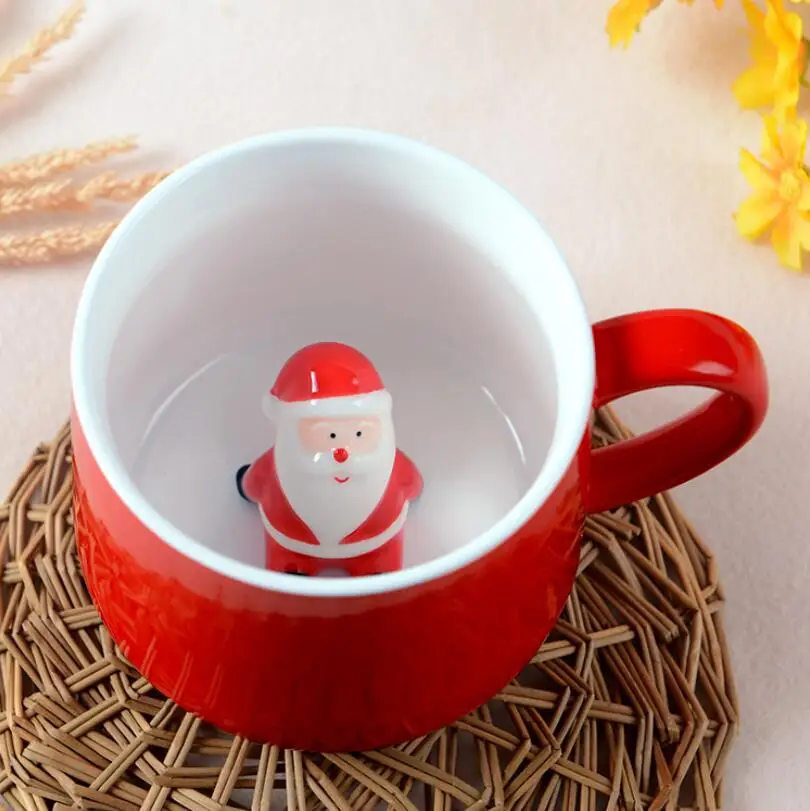 Новая креативная красная чашка, кружка с молоком, Рождественское украшение, милая мультяшная чашка в форме животного, кружка для девочек, кружка для напитков, для дома, офиса, милая чашка на Рождество - Цвет: Santa Claus