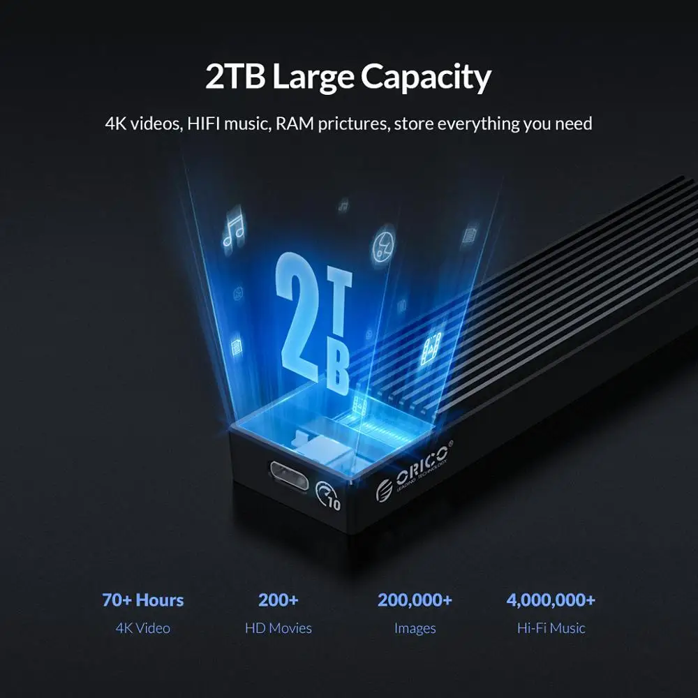 ORICO M.2 NVME Enclosure ssd enclosure hard drive enclosure M2 SATA NGFF USB Case Gen2 10Gbps PCIe SSD Case 5Gbps NGFF SATA SSD box For 2230/2242/2260/2280 m2