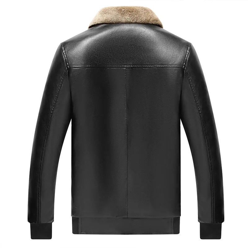 New Style Leather Jacket MEN'S Leather Coat Fur Pu Middle-aged Leather Coat Men's