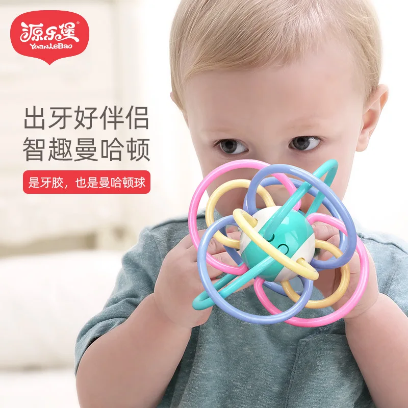 

Apple xiong Newborns Manhattan Ball Baby Teethers Teether Ball Rattle Bite Glue Baby Toys