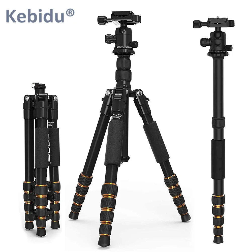 Kebidu Q666 портативный профессиональный дорожный треножник для камеры монопод из алюминия с шариковой головкой компактный для цифровой SLR DSLR камеры sony Canon