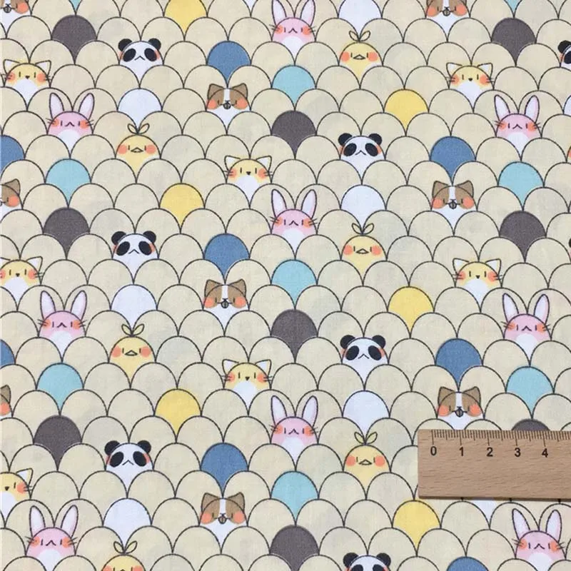 panda Cotton Twill Cloth Cartoon Yellow Chicken Panda Rabbit Chevron fabric for DIY Crib bedding Cushion Dess Handwork Home Decor - Цвет: panda