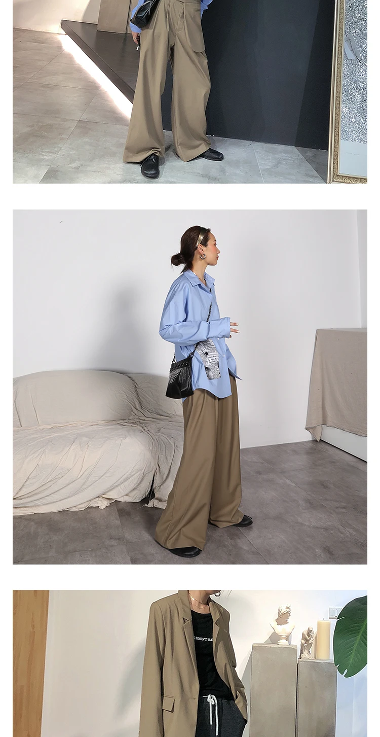 [EWQ] Autumn New Full Sleeve Plus Size High Quality Trend Coat Feminino Korean Style Lace Coffee Color Women Blazer QL568