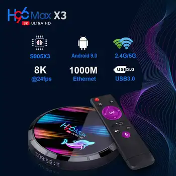 

H96 MAX X3 Smart TV Box Android 9.0 with RAM 4G ROM 32G 64G 128G Amlogic S905X3 Google Media Play Andorid TV Box