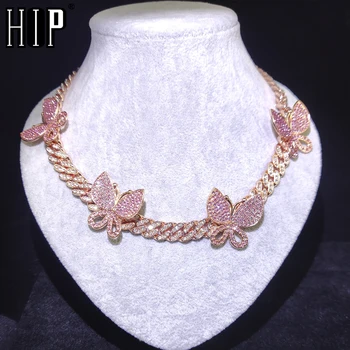 

Hip Hop Iced Out 11MM Paved Rhinestones Full Miami Curb Butterfly Cuban CZ Bling Rapper Necklace Bracelet For Men Jewelry