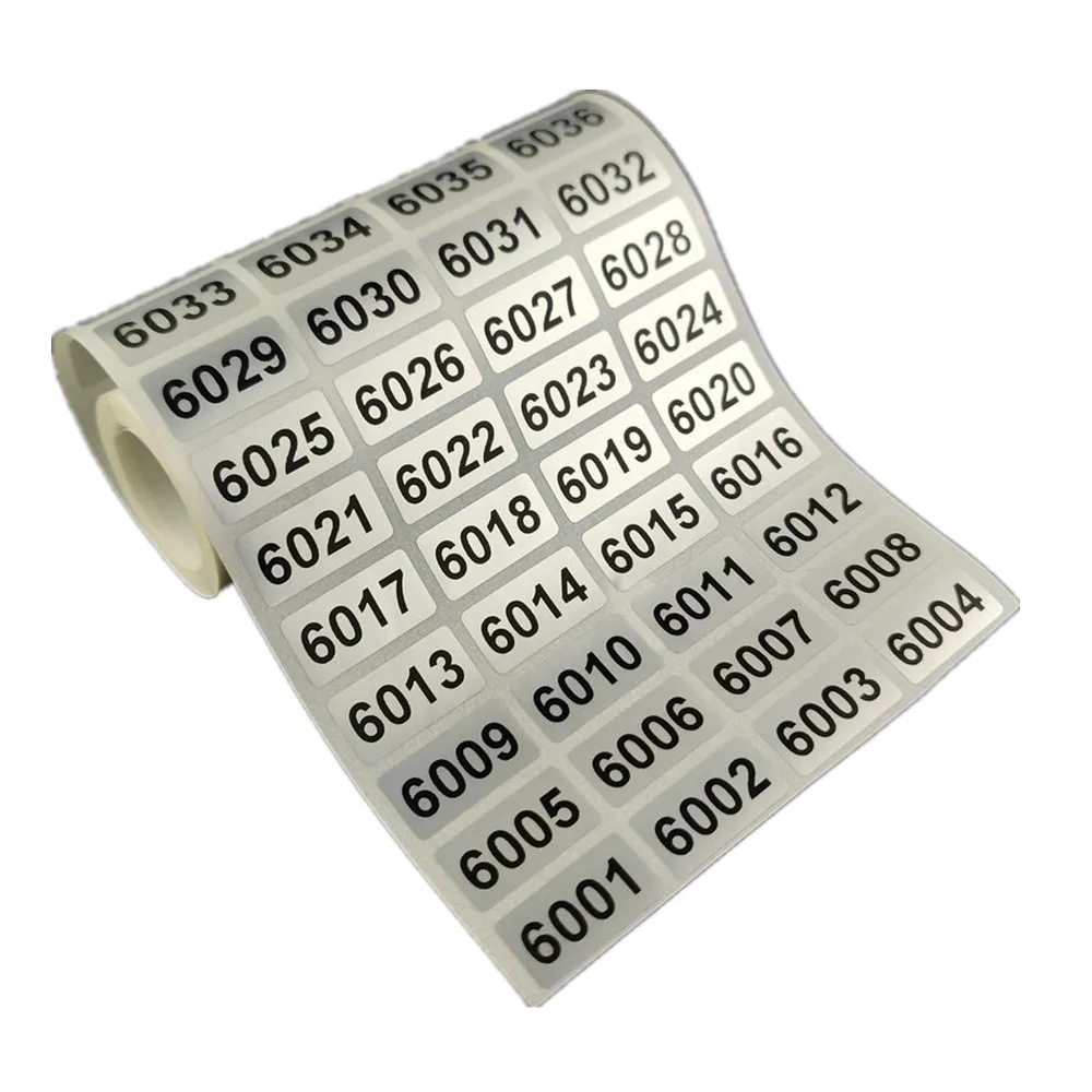 1000 Consecutive Number Inventory Label Stickers Black Printing Waterproof From 001 to 10000 Choose