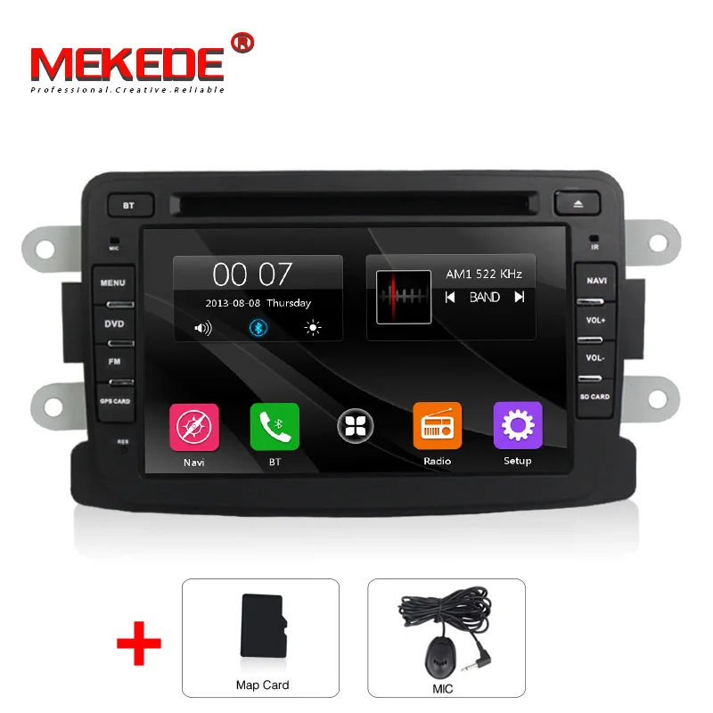 CAR DVD Mekede Самая низкая цена Автомобильный мультимедийный плеер авторадио для Dacia/Sandero/Duster/Renault/Captur/Lada/Xray 2/Logan2 swc fm bluetooth - Цвет: CAR DVD