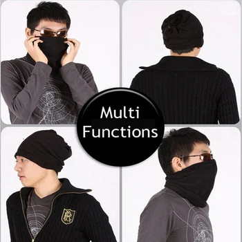 

4 in 1 Scarf Winter Unisex Women Men Black Sports Warm Thermal Snood Neck Warmer Face Mask Beanie Hats Wear Collar