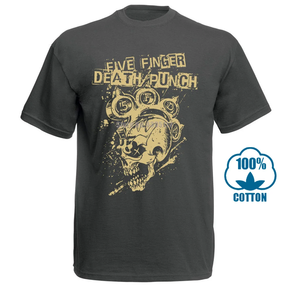 Five Finger Death Punch Ирокез череп черная футболка Официальный взрослых 5Fdp футболка Юмор Для мужчин футболка с круглым вырезом под горло - Цвет: Темно-серый
