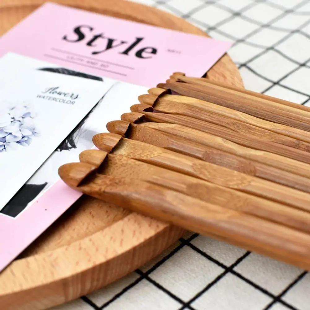 12 шт./компл. Бамбуковые Спицы DIY ручной вязки инструмент свитер набор иголок