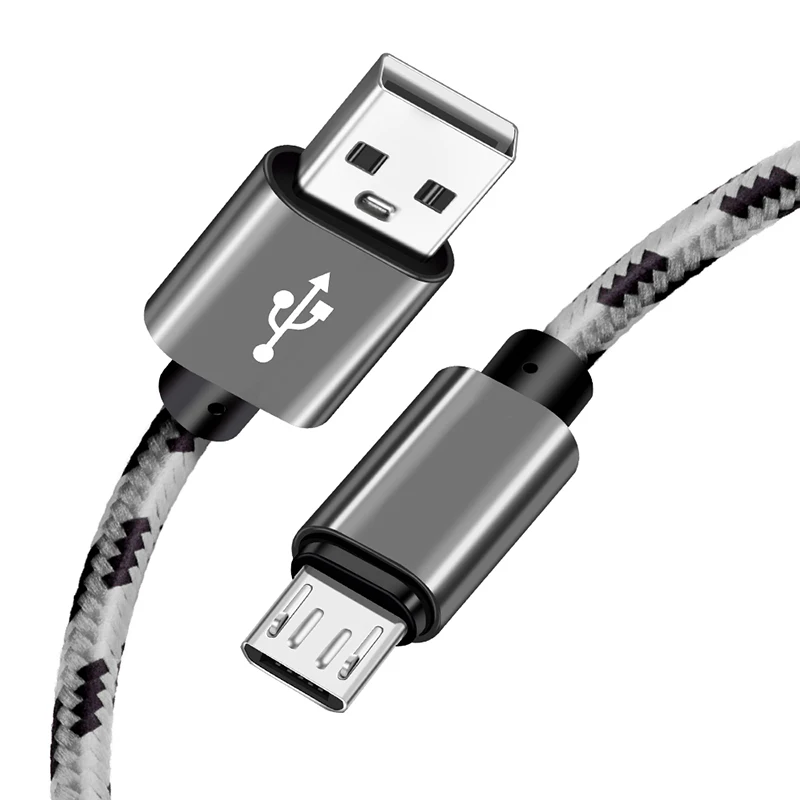 Gray Микро USB кабель 2 м 1,5 м нейлон Быстрая зарядка USB кабель для передачи данных для samsung Xiaomi huawei планшет Android мобильный телефон usb зарядный шнур - Тип штекера: Gray