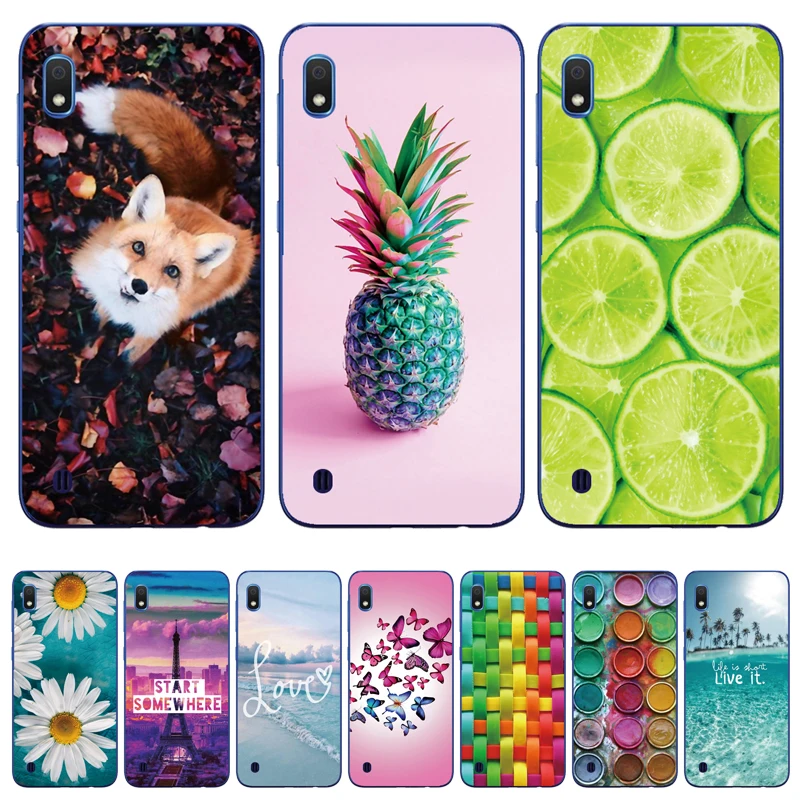 For Samsung Galaxy A10 Case Soft Silicone Flower Phone A 10 A105F A105 TPU Cases Cover Funda couqe | Мобильные телефоны и