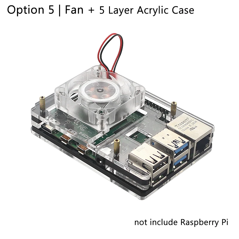 Fan with Case Raspberry Pi 4 ICE-Tower охлаждающий вентилятор RGB 7 цветов светодиодный светильник вентилятор Супер тепловыделение с силиконовым радиатором для RPI 4B/3B+/3B - Цвет: Fan with Case
