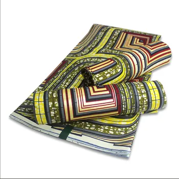 

Ankara African Printed wax Fabric, Block Wax Print Fabrics with Gold line layer surface for african wedding dresses