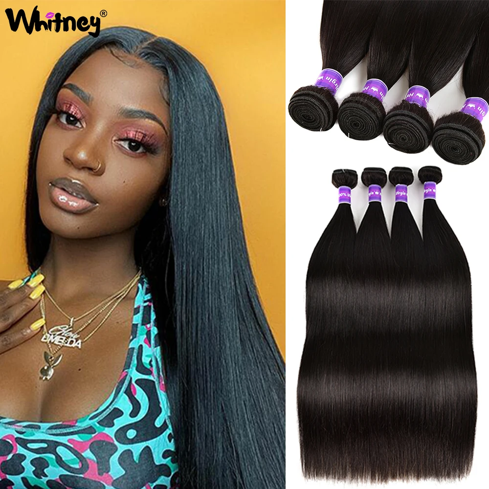 

Whitney Hair 20 22 24 26 28 Inch Straight Hair Bundles Brazilian Hair Bundles Remy Human Hair Weave Silky Hair 1/2/3/4/5 Pieces