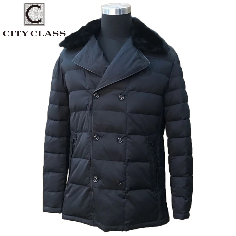 CITY CLASS, новинка, модные мужские парки, длинное пальто, съемный воротник из меха Рекса, горячая Распродажа, зимняя куртка, пальто, верхняя одежда, теплая для мужчин, 6100