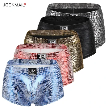 

Ropa Interior Hombre Gay New Men Boxer Snake Scorpion Pattern Gold Silver Red Blue Calecon Homme Jockmail Brand Underwear 4pcs