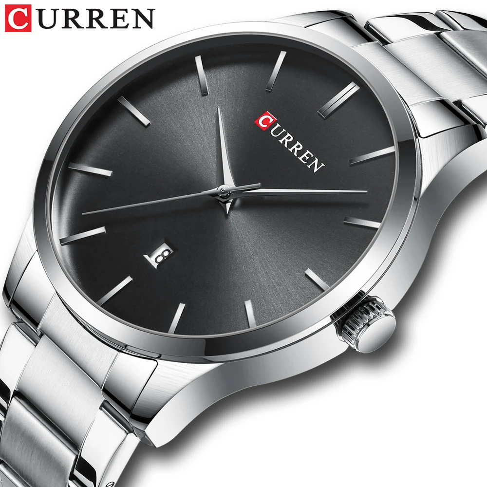 

CURREN Relogio Masculino Top Brand Luxury Business Man Watch 2019 Silver Stainless Waterproof Stylish Quartz Wrist Watches Clock