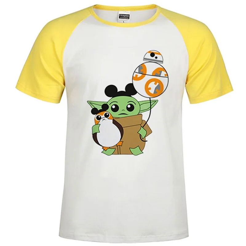 Raglan yellow 72 Новинка года; модная мужская футболка с дизайном «Звездные войны» и «мандалорский ребенок»; йода белая стильная хипстерская уличная футболка в стиле Харадзюку - Цвет: Raglan yellow 72