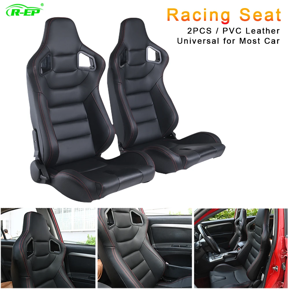 

R-EP Universal Racing Seat for Tuning Sport Car Simulator Bucket Seats Adjustable Black PVC Leather 2PCS XH-1041-BK