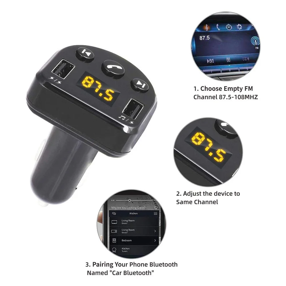 

DC12-24V Car Universal FM Transmitter Bluetooth Car MP3 Player Hands Free Radio Adapter Kit USB Charger Car Styling Accessories