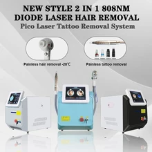 

Free Shipping 2 in 1 808nm Diode laser machine hair removal & NDYAG Q-Switch 755 1320 532 1064NM Tattoo Removal Beauty Machi