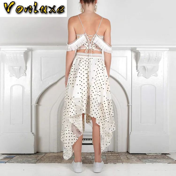 Женский дизайнерский костюм из двух предметов модельный комплект топа в горошек